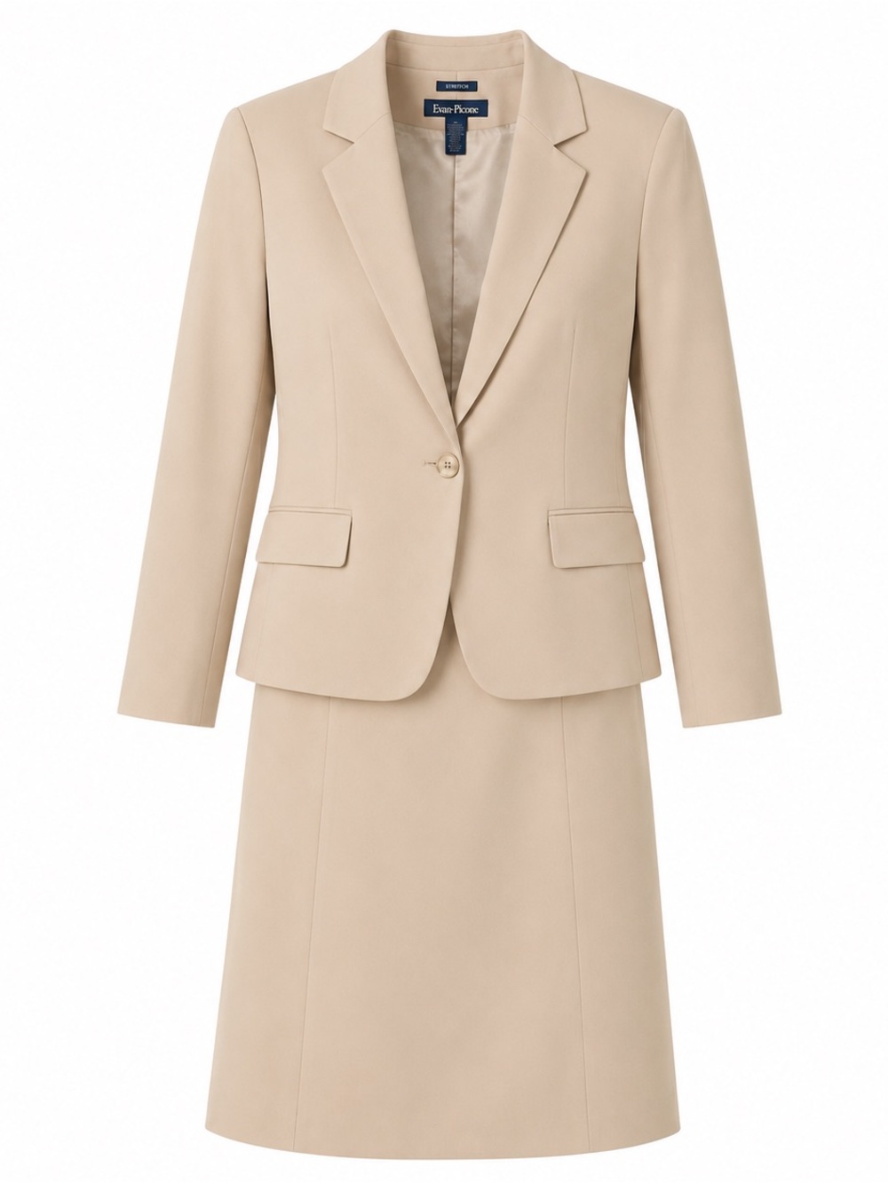 Evan-Picone Tan Tailored Blazer & Skirt Suit